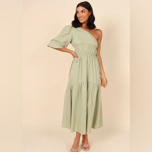 Sage Green One Shoulder Maxi Dress